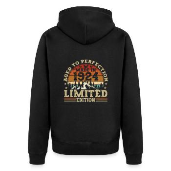 Legendary since 1924 all original parts - Unisex Premium Organic Zip Hoodie - black - Back - Nico (187cm)