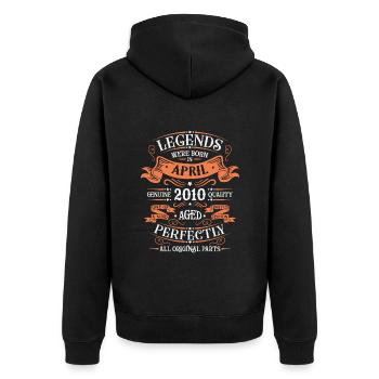 Jahre der Exzellenz April 2010 Geschenk - Unisex Premium Bio Zip Hoodie - Schwarz - Hinten - Nico (187cm)