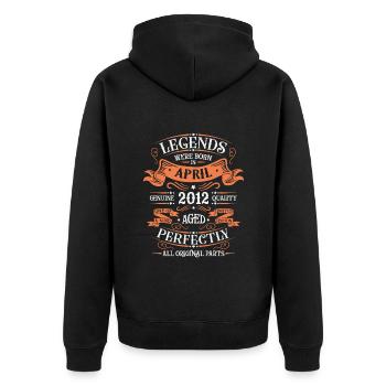 JAHRGANG APRIL 2012 LIMITIERTE AUFLAGE - Unisex Premium Bio Zip Hoodie - Schwarz - Hinten - Nico (187cm)