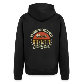 Mars 1938 Anniversaire Idée Cadeau Vintage 1938 - Veste à capuche bio Premium Unisexe - noir - Dos - Nico (187cm)