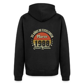Mars 1988 | anniversaire 1988 Vintage Mars - Veste à capuche bio Premium Unisexe - noir - Dos - Nico (187cm)