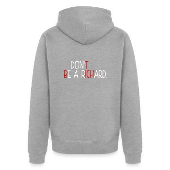 Including Be A Richard - Unisex Premium Organic Zip Hoodie - heather grey - Back - Nico (187cm)