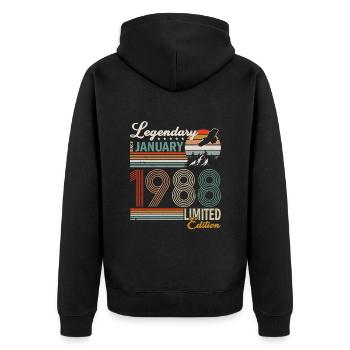 January 1988. Birthday present January 1988. - Unisex Premium Organic Zip Hoodie - black - Back - Nico (187cm)