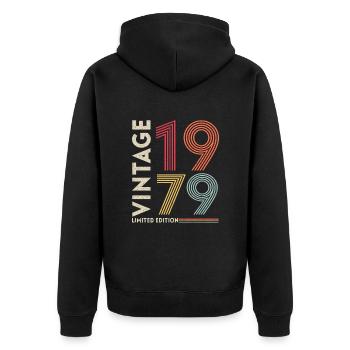 Baujahr 1979 | Limited Edition 1979 | Original - Unisex Premium Bio Zip Hoodie - Schwarz - Hinten - Nico (187cm)