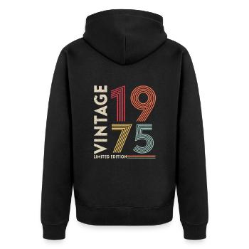 1975 - Unisex Premium Bio Zip Hoodie - Schwarz - Hinten - Nico (187cm)