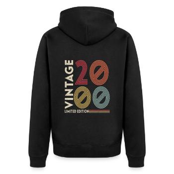 Original 2000 - Unisex Premium Bio Zip Hoodie - Schwarz - Hinten - Nico (187cm)