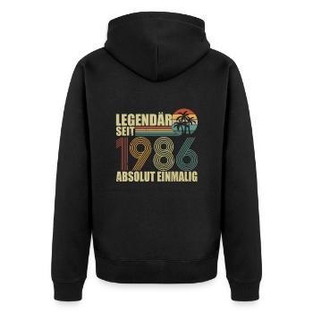 Geboren 1986 geburtstag - Unisex Premium Bio Zip Hoodie - Schwarz - Hinten - Nico (187cm)