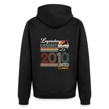Sloth Legendary since January 2010 birthday - Unisex Premium Organic Zip Hoodie - black - Back - Nico (187cm)