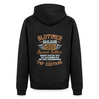 Oldtimer Baujahr 1966 geboren Geburtstag Spruch - Unisex Premium Bio Zip Hoodie - Schwarz - Hinten - Nico (187cm)