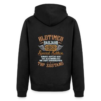1965 Geboren Geburtstag Oldtimer - Unisex Premium Bio Zip Hoodie - Schwarz - Hinten - Nico (187cm)