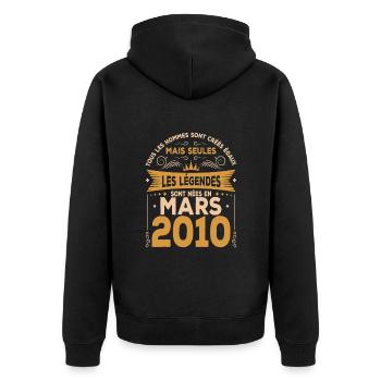 Mars 2010 | Mars 2010 anniversaire 2010 - Veste à capuche bio Premium Unisexe - noir - Dos - Nico (187cm)