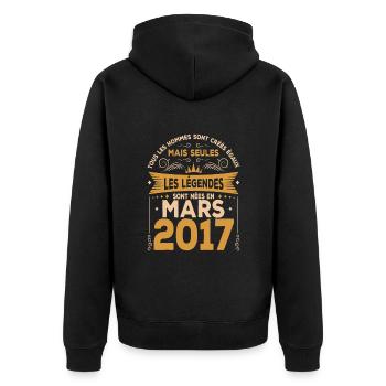 Mars 2017 | Mars 2017 anniversaire 2017 - Veste à capuche bio Premium Unisexe - noir - Dos - Nico (187cm)