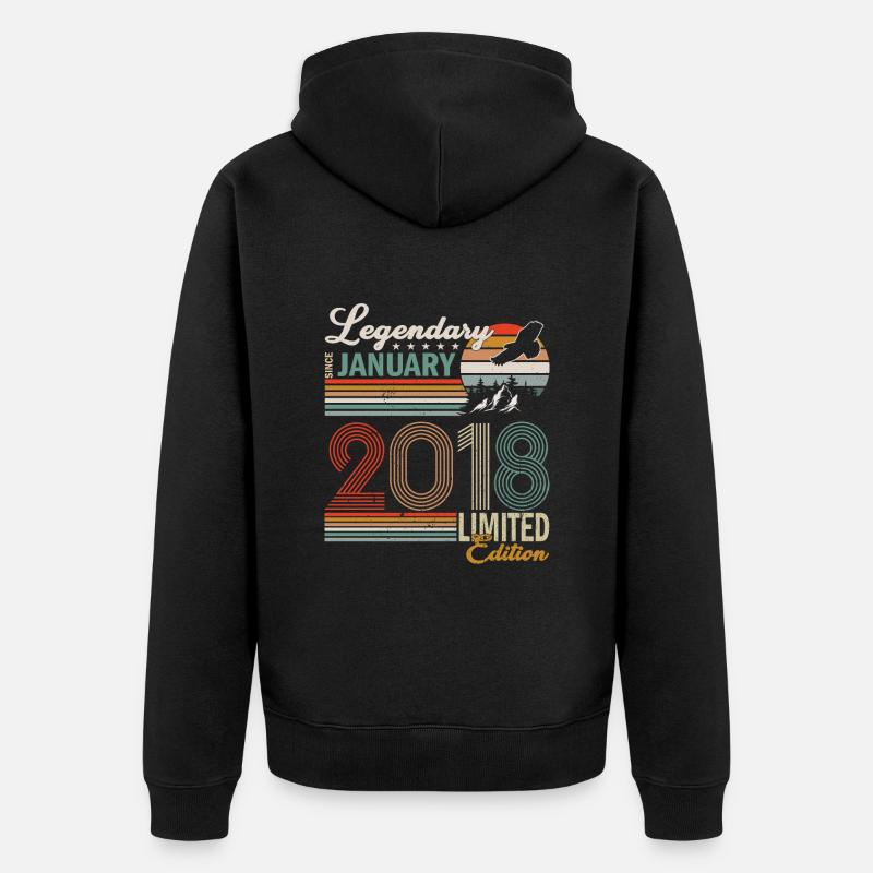 Légendaire Depuis Janvier 2018 - Veste à capuche bio Premium Unisexe - noir