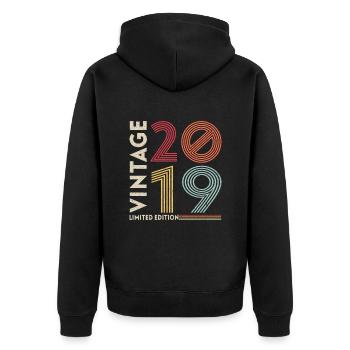 Vintage Legendary since 2019 Geburtstag - Unisex Premium Bio Zip Hoodie - Schwarz - Hinten - Nico (187cm)