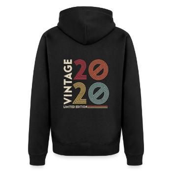 Vintage Rétro Cadeau d’anniversaire 2020 Vintage - Veste à capuche bio Premium Unisexe - noir - Dos - Nico (187cm)