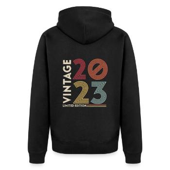 Oldtimer 1993 2023 30. Geburtstag Geschenk Herren - Unisex Premium Bio Zip Hoodie - Schwarz - Hinten - Nico (187cm)