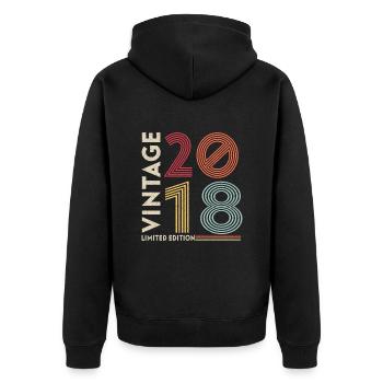 Année de naissance 2018 Anniversaire 3 ans Cadeau - Veste à capuche bio Premium Unisexe - noir - Dos - Nico (187cm)
