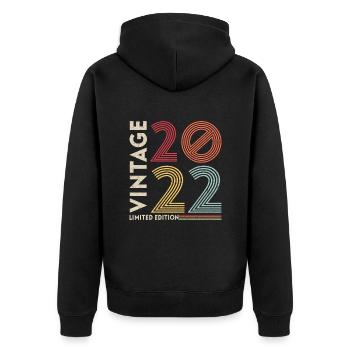 Vintage Légendaire depuis 2022 Anniversaire - Veste à capuche bio Premium Unisexe - noir - Dos - Nico (187cm)