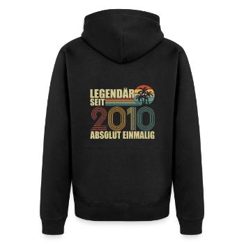 12ter Geburtstag Legendär Seit 2010 Geschenk - Unisex Premium Bio Zip Hoodie - Schwarz - Hinten - Nico (187cm)