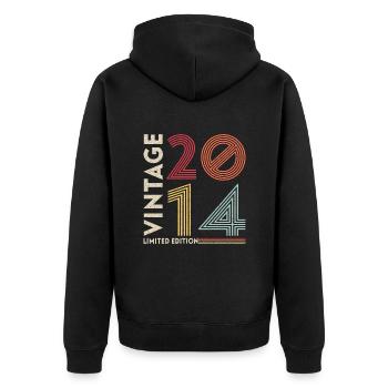 2014 geboren Jahrgang 2014 Geschenk Geburtstag - Unisex Premium Bio Zip Hoodie - Schwarz - Hinten - Nico (187cm)