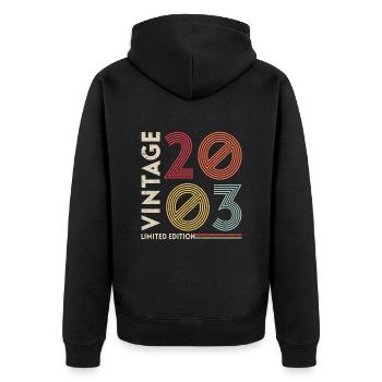 Millésime 2003 Anniversaire - Veste à capuche bio Premium Unisexe - noir - Dos - Nico (187cm)