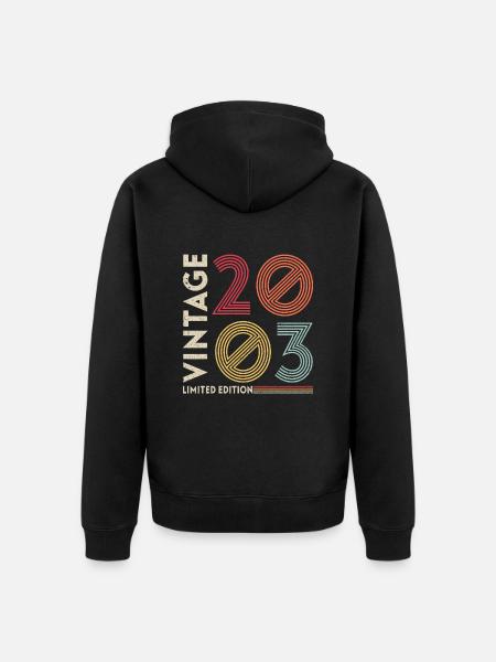 Millésime 2003 Anniversaire - Veste à capuche bio Premium Unisexe - noir