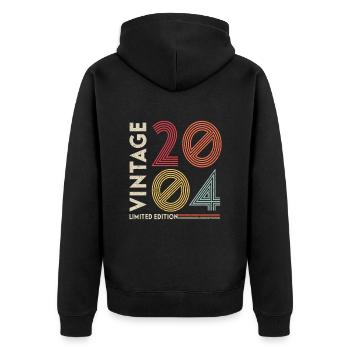 Vintage 2004 anniversaire 18 ans pour être génial - Veste à capuche bio Premium Unisexe - noir - Dos - Nico (187cm)
