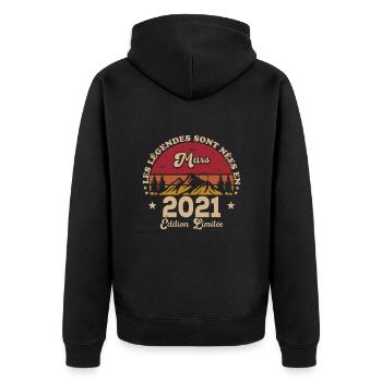 Mars 2021 anniversaire Mars 2021 Mars - Veste à capuche bio Premium Unisexe - noir - Dos - Nico (187cm)