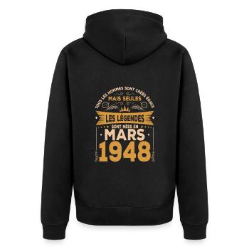 Des Années D'excellence Mars 1948 Cadeau - Veste à capuche bio Premium Unisexe - noir - Dos - Nico (187cm)