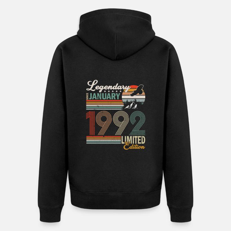 Janvier 1992 - Veste à capuche bio Premium Unisexe - noir