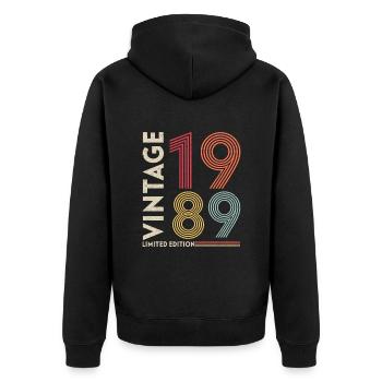 Legends were born in 1989 Birthday - Unisex Premium Organic Zip Hoodie - black - Back - Nico (187cm)