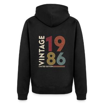 Geboren 1986 geburtstag - Unisex Premium Bio Zip Hoodie - Schwarz - Hinten - Nico (187cm)
