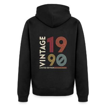Awesome Since 1990 Retro Vintage Geburtstag - Unisex Premium Bio Zip Hoodie - Schwarz - Hinten - Nico (187cm)