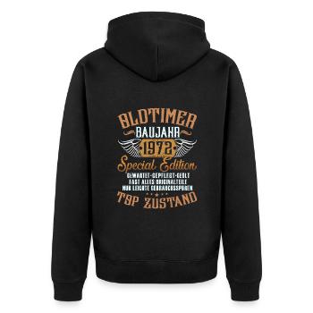 51 Geburtstag Oldtimer 1972 2023 - Unisex Premium Bio Zip Hoodie - Schwarz - Hinten - Nico (187cm)