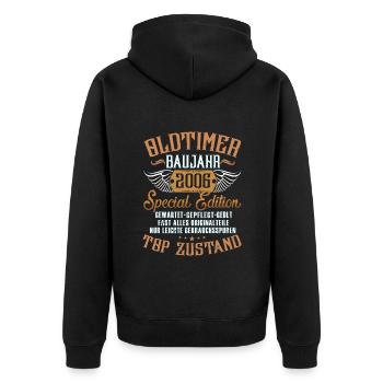 17. GEBURTSTAG OLDTIMER 2006 - Unisex Premium Bio Zip Hoodie - Schwarz - Hinten - Nico (187cm)