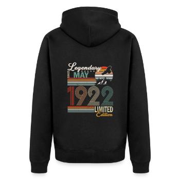 Sloth Birthday May 1922 Born 1922 - Unisex Premium Organic Zip Hoodie - black - Back - Nico (187cm)