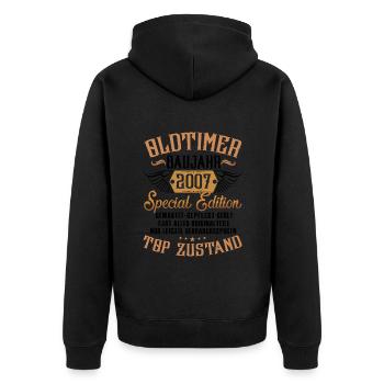 2007 Geboren Geburtstag Oldtimer - Unisex Premium Bio Zip Hoodie - Schwarz - Hinten - Nico (187cm)