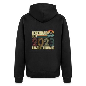 2023 - Unisex Premium Bio Zip Hoodie - Schwarz - Hinten - Nico (187cm)