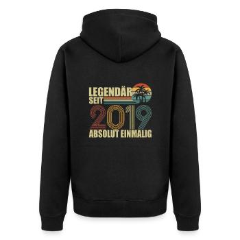 Vintage Legendary since 2019 Geburtstag - Unisex Premium Bio Zip Hoodie - Schwarz - Hinten - Nico (187cm)