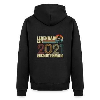 Vintage Legendary since 2021 Geburtstag - Unisex Premium Bio Zip Hoodie - Schwarz - Hinten - Nico (187cm)