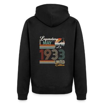 Des légendes vieilles de 90 ans sont nées en mai 1933 - Veste à capuche bio Premium Unisexe - noir - Dos - Nico (187cm)