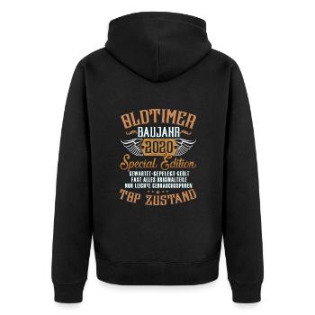 Legendärer Oldtimer 2020 Rentner im Ruhestand - Unisex Premium Bio Zip Hoodie - Schwarz - Hinten - Nico (187cm)