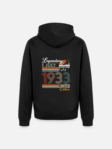 JULY 1933 - Unisex Premium Organic Zip Hoodie - black