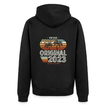 Génial depuis 2023 Anniversaire 2023 Millésime 2023 - Veste à capuche bio Premium Unisexe - noir - Dos - Nico (187cm)
