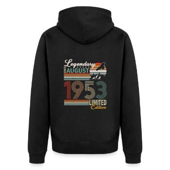 August 1953 - Birthday in August - Unisex Premium Organic Zip Hoodie - black - Back - Nico (187cm)