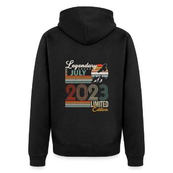 2023 | Juillet 2023 Anniversaire Parfaitement vieilli - Veste à capuche bio Premium Unisexe - noir - Dos - Nico (187cm)