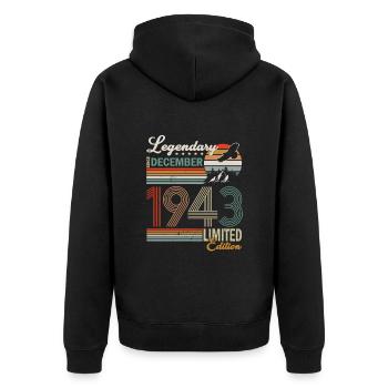 Birthday present born in December 1943 - Unisex Premium Organic Zip Hoodie - black - Back - Nico (187cm)