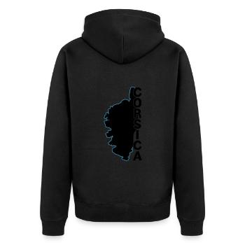 Korsika - Unisex Premium Bio Zip Hoodie - Schwarz - Hinten - Nico (187cm)