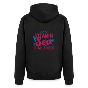 I need Vitamin Sea - Unisex Premium Organic Zip Hoodie - black - Back - Nico (187cm)