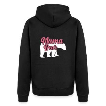 Mama Bär Baer Mama T-Shirt - Unisex Premium Bio Zip Hoodie - Schwarz - Hinten - Nico (187cm)